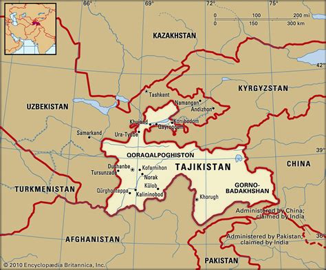 tajikistan map in asia